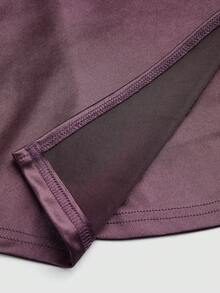 Balvessa Women's Fashion Lapel Waist Button Pleated Asymmetrical Hem Elegant Elegant Casual, Vacation, Outing, Party Shirt, Spring/Summer - Mauve Purple - View 6