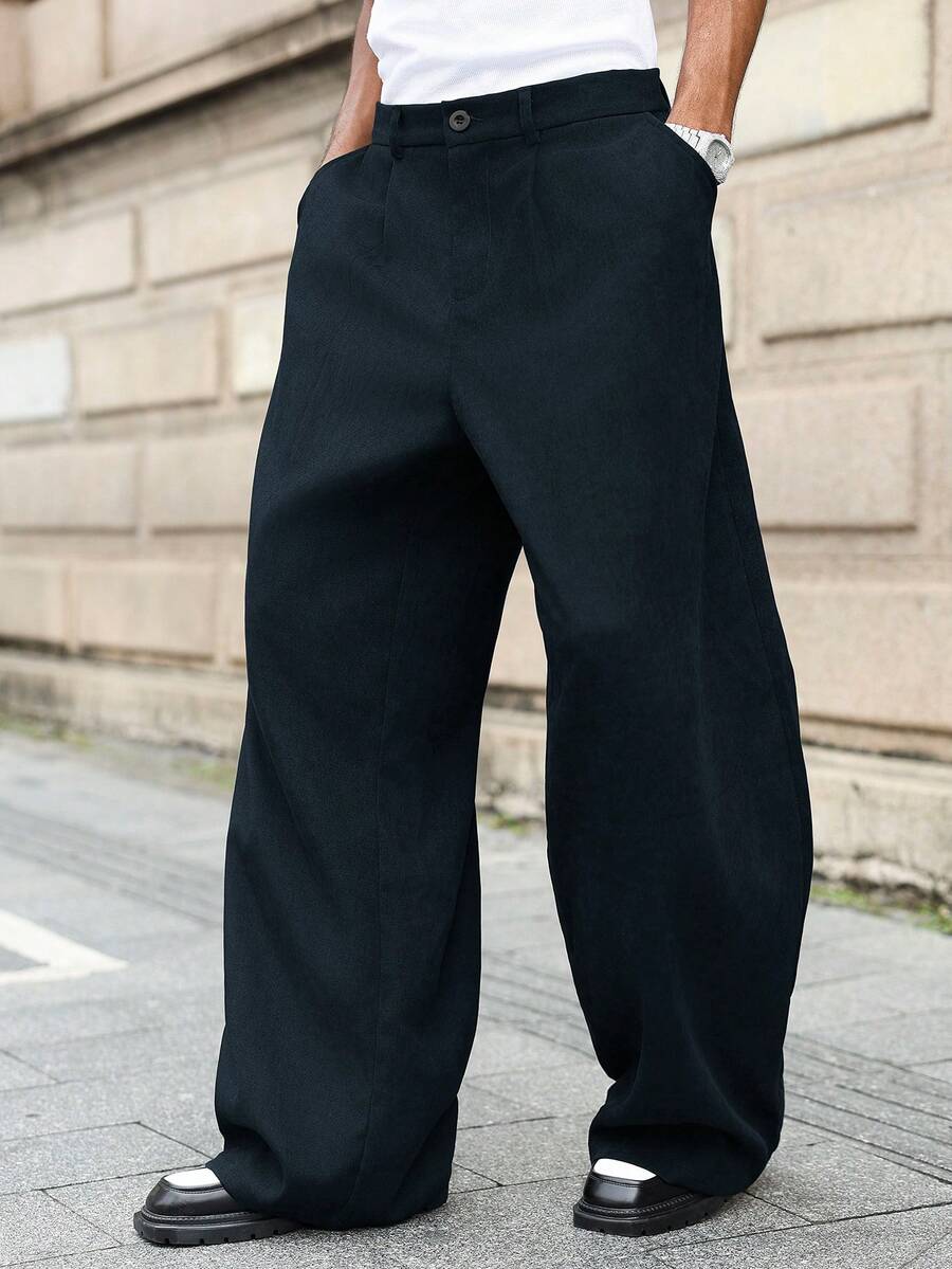Major Grit Plus Size Men's Casual Loose Fit Pants, Suitable For Commuting - Navy Blue - View 1