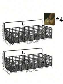 Space-Saving Wall Storage Rack, No-Drill Hanging Organizer For Clutter-Free Bathroom & Kitchen - Black - View 15