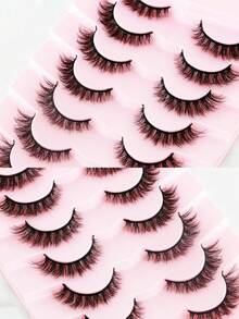 7 Pairs Of Natural Long Transparent Band Cat Eye False Eyelashes, Beginners Exquisite And Comfortable Eyelash For Daily, Dating And Holiday Use Strip Lashes, Lashes, Eyelashes, Fake Lashes - Black - View 11