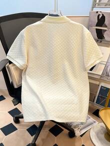 Manfinity Joysei 男士休闲运动字母印花纽扣半襟 Polo 衫 - 杏色 - 查看 2