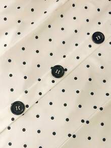 GlowEve 女士时尚波点印花方领蝴蝶结前襟撞色纽扣方领优雅浪漫休闲日常约会通勤晚宴马甲，春夏款 - 彩色 - 查看 3