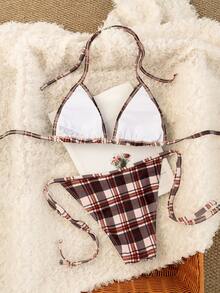 Swim Mod 2pcs Women's Random Fabric Elegant Triangle Bikini Set Swimwear - Multicolor - View 5