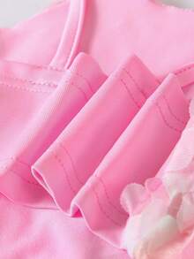 SHEIN 时尚女童玫瑰印花百搭休闲上衣 - 淺粉色 - 查看 5