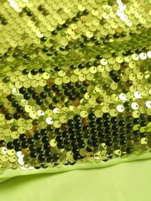 Sweetra Robe mini sans manches chic de vacances à ligne évasée avec décorations de bretelles élastiques asymétriques, taille cintrée avec sequins verts et perles - Vert - Voir 6