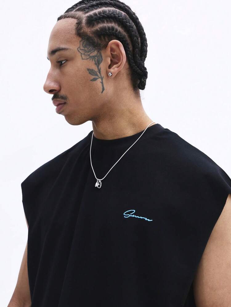 Graphic Tank Top With Blue Print