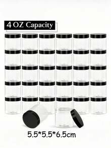 10 lọ nhựa trong suốt có nắp | Hộp tròn kiểu Mason có thể tái sử dụng đựng trái cây khô, mật ong, các loại hạt và đồ dùng nhà bếp - Trong sáng - Xem 10