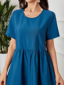 Al Najma Women's Woven One-Shoulder Floral Print Loose Long Dress - Blue - View 6