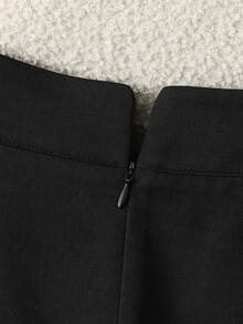 Franclia Women's Black Elegant Suit Trousers, Black Trousers, Chain Trousers, Black Dress Pants, Chain Dress Pants, Women's Casual Trousers, Women's Vacation Trousers, New Year Trousers, Elegant Trousers, Beach Trousers, Fashionable Chain Trousers, Casual And Versatile Trousers, Valentine's Day Romantic Date Trousers, Commuter Fashion Trousers, Fashionable Going-Out Trousers - Black - View 7