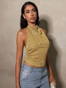 Glamine 性感露背系带吊带背心，夏季女款 - 黃色 - 查看 4