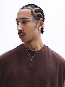 SUMWON 男士无袖背心，背面绣有纽约字样，圆领纯棉休闲夏季街头风肌肉T恤 - 棕色 - 查看 5