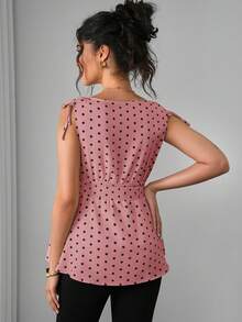 Momance Top sin mangas de maternidad con estampado de lunares - Rosa - Ver 2