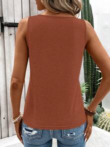 EMERY ROSE Áo tank top nữ màu trơn, kiểu dáng casual, có dây nối, đa năng, thích hợp mặc ở nhà. Áo tank top nữ mùa hè màu nâu gỉ sét, áo tank top màu nâu, áo tank top hai dây nữ, áo mùa hè casual, áo màu cam cháy, áo mùa hè màu nâu, áo màu nâu cho nữ, áo tank top màu nâu cho nữ, quần áo nữ, áo tank top nữ. - Rỉ Nâu - Xem 2