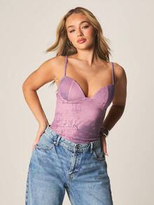 MISSGUIDED Snake Print Bustier Bodysuit With Adjustable Straps Lace Detail Sweetheart Neckline Form Fitting Top Spring Summer Fashion - Multicolor - View 6