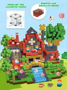 MINKOJA 磁性积木 - 磁性拼搭积木，磁性立方体玩具，磁力搭建套装，适合3-10岁儿童，男孩女孩皆宜，生日礼物，旅行玩具，复活节礼物，积木，积木套装，磁性积木 - 彩色 - 查看 4