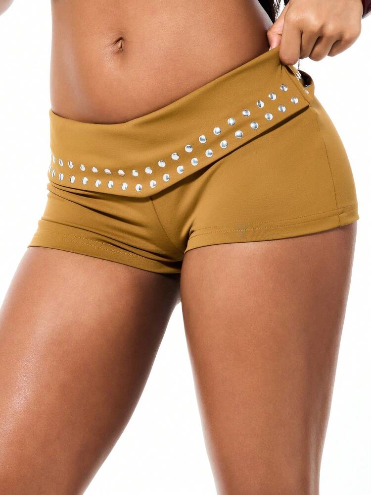 SUMWON WOMEN Studded Hot Pants With Metal Rivets And Ties