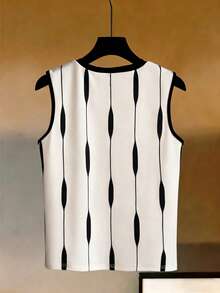 GlowEve Contrast Stripe Knit Sleeveless Tank Top For Women - Multicolor - View 2