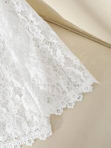 GlowEve Áo khoác ngắn mỏng, màu trơn, xuyên thấu, thanh lịch dành cho nữ, phối ren. - trắng - Xem 6