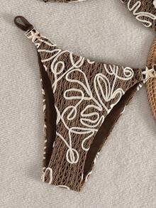 Swim Vcay 2026新款女士夏季沙滩度假吊带露背金属海星装饰特殊纹理面料性感高衩泳装套装 - 咖啡棕 - 查看 6