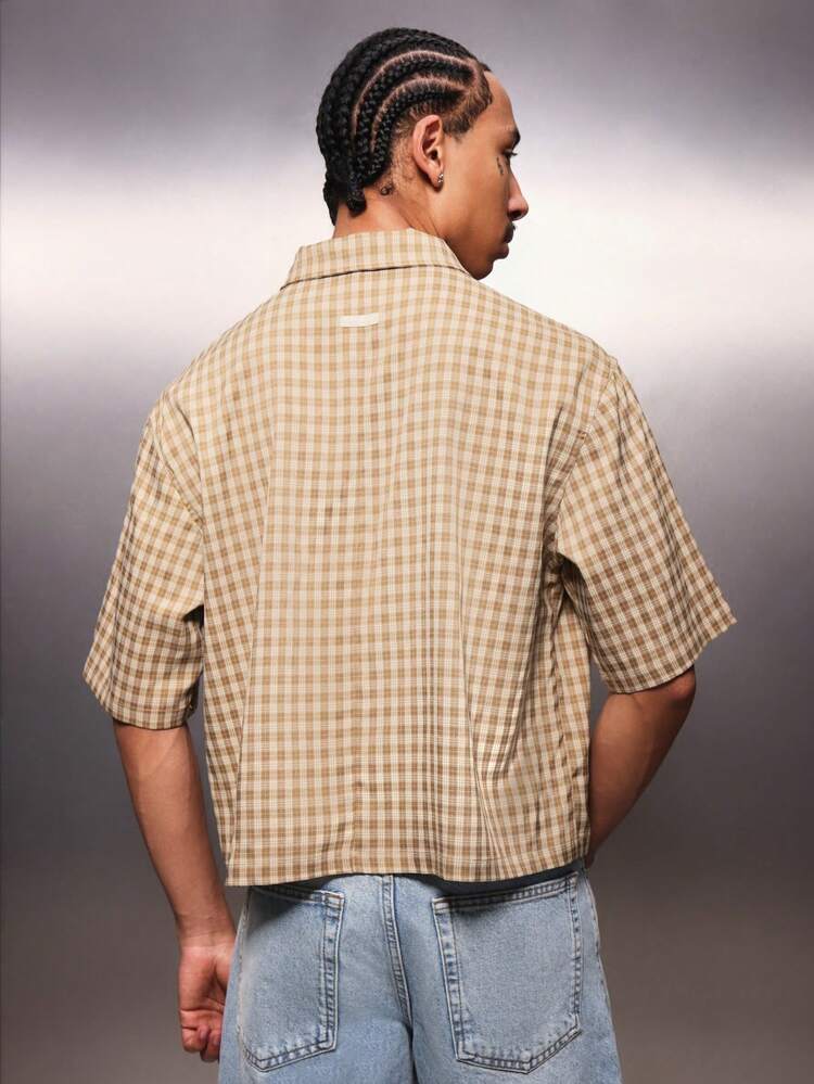 PLAYBOY X SUMWON Cropped Checkered Button Down Shirt