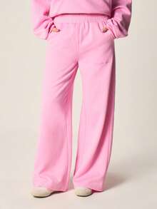 MISSGUIDED Quần nỉ ống rộng cạp cao dáng thoải mái với thắt lưng chun và túi bên hông, mang lại sự thoải mái thường ngày và phong cách đồ mặc nhà. - Hồng - Xem 3