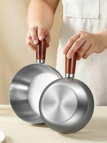 1pc Stainless Steel Cooking Pot, Household Noodle Pot, Kitchen Tool, Chocolate Melting Pot, Butter Pot, Mini Soup Pot - Silver - View 10