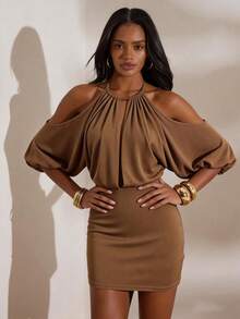 Zyxie Women's Sexy Backless Mini Dress, Summer - Brown - View 3