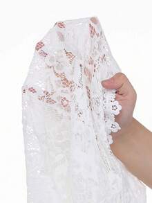 GlowEve Áo khoác ngắn mỏng, màu trơn, xuyên thấu, thanh lịch dành cho nữ, phối ren. - trắng - Xem 4