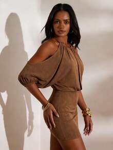 Zyxie Women's Sexy Backless Mini Dress, Summer - Brown - View 4