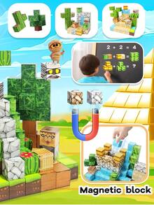 MINKOJA Magnetic Blocks Game For Kids,Magnetic Building Set,Construction Toys,Sensory Building Blocks,Architectural Toys,Easter,Easter Gift,Childen's Day,Travel Toys,Magnetic Blocks,Building Blocks,Kids Magnetic Building Block Toys - color - View 5