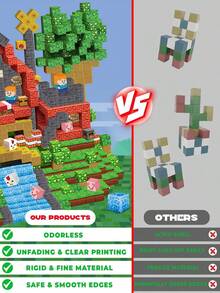 MINKOJA 磁性积木 - 磁性拼搭积木，磁性立方体玩具，磁力搭建套装，适合3-10岁儿童，男孩女孩皆宜，生日礼物，旅行玩具，复活节礼物，积木，积木套装，磁性积木 - 彩色 - 查看 6