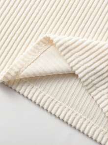 Franclia 女士纯色圆领短袖纽扣设计修身优雅迷你连衣裙 - 杏色 - 查看 5