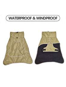 Dog Raincoat - Waterproof Dog Winter Jackets Windproof Coat With Velvet Inner Winter Dog Rain Adjustable Coat With Reflective Strip Green - Army Green - View 13