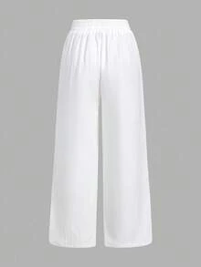 SHEIN Essnce Bộ 3 món quần dài kẻ sọc xanh trắng, có dây thắt eo và túi, kiểu dáng thủy thủ, thích hợp cho kỳ nghỉ hè. - Nhiều màu - Xem 7
