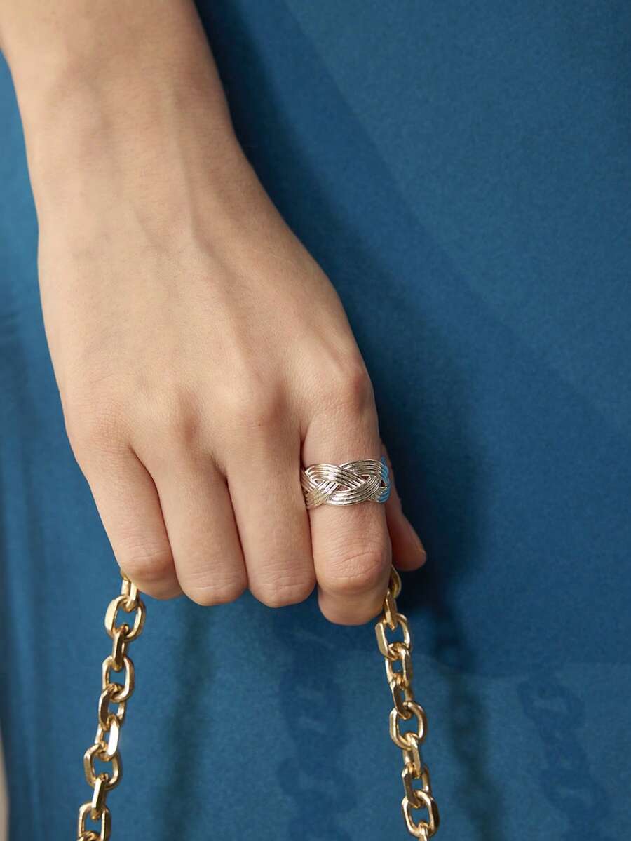 MOTF PREMIUM 18k Gold-Plated Wrapped Wire Minimalist Ring - Silver - View 1