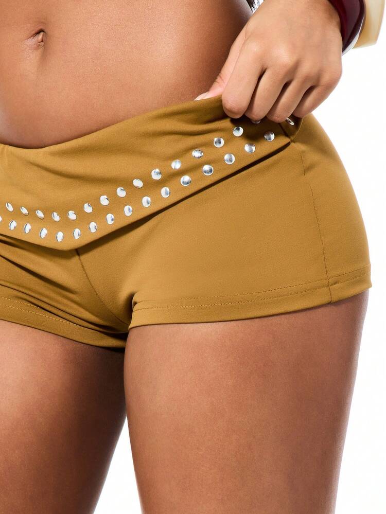SUMWON WOMEN Studded Hot Pants With Metal Rivets And Ties