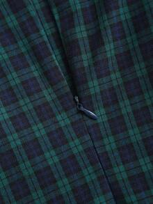 Sweetra Minimalist Stylish Collegiate Patterned Design Summer Dress With Layered Hem And Bow Accent, Versatile For Commute And Casual Wear - Multicolor - View 6