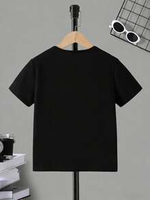 Basic Short-Sleeved T-Shirt With A Cute Capybara Graphic Print For Kids, In A Casual And Creative Style. - Black - View 2