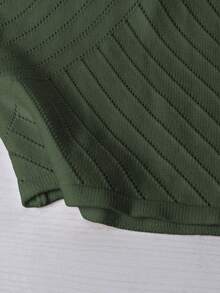 Everyssa Áo len trơn màu đa năng thường ngày - màu xanh lá - Xem 4