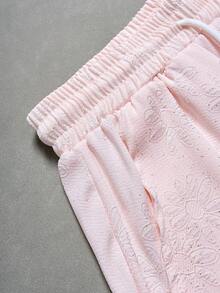 Manfinity EMRG 男士纯色前开襟休闲夏季舒适百搭短袖衬衫套装 - 淺粉色 - 查看 5