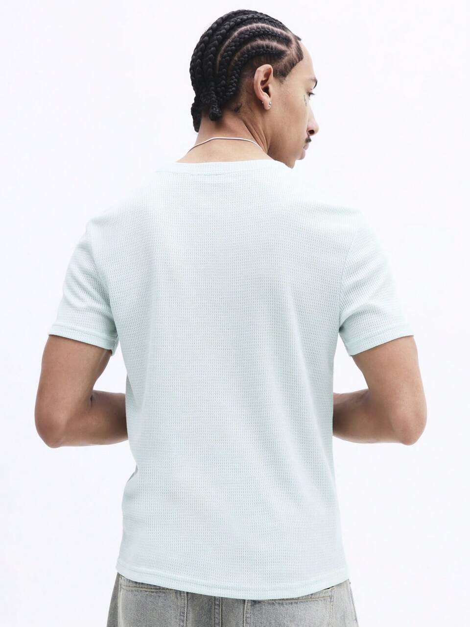 SUMWON Maglietta a girocollo a maniche corte con costine, slim fit, casual, per l'estate, da uomo