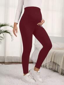 SHEIN Quần legging bầu cạp cao in hình trái tim - Màu Đỏ Sâu - Xem 4
