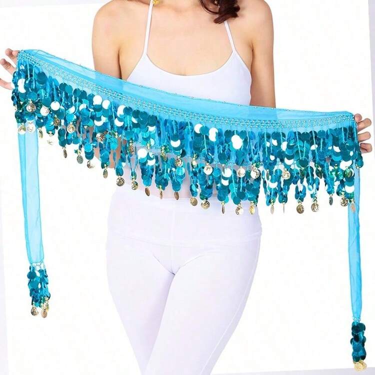 1件套肚皮舞亮片流苏裙，时尚肚皮舞腰带裙 - 彩色 - 查看 20