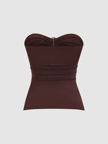 Sweetra Top corto con pliegues tipo bandeau de moda casual para mujer - Multicolor - Ver 6