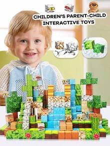 MINKOJA Magnetic Blocks Game For Kids,Magnetic Building Set,Construction Toys,Sensory Building Blocks,Architectural Toys,Easter,Easter Gift,Childen's Day,Travel Toys,Magnetic Blocks,Building Blocks,Kids Magnetic Building Block Toys - color - View 3