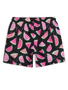 Horizaway 男士弹力腰带抽绳休闲印花宽松沙滩裤 - 黑色 - 查看 7