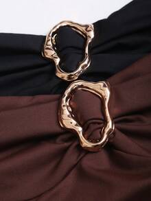 Sweetra Top corto con pliegues tipo bandeau de moda casual para mujer - Multicolor - Ver 10