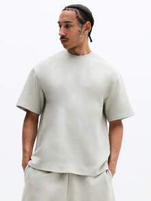 SUMWON Essentials 宽松圆领短袖T恤和配套短裤套装，休闲夏季居家服 - 淺藍色 - 查看 4