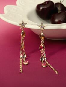 Glisma 18K复古耳环，古朴典雅，宝石镶嵌，高级品质，复古风，适合妈妈/女士/女孩/母亲佩戴（珠子颜色随机搭配），夏季、海滩、舞会等场合，高级品质 - 金色 - 查看 3