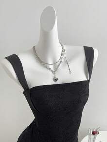 Elamini 女士休闲性感露背蕾丝收腰连衣裙 - 黑色 - 查看 4